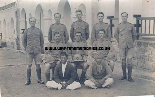 William Aughton at Mhow barracks, India 1918 (middle, back row)
